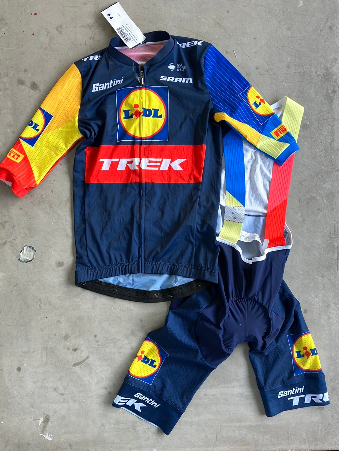 Lidl Trek | Santini  Bundle - Aero Jersey & Summer Bibs | M | Pro-Issued Team Kit