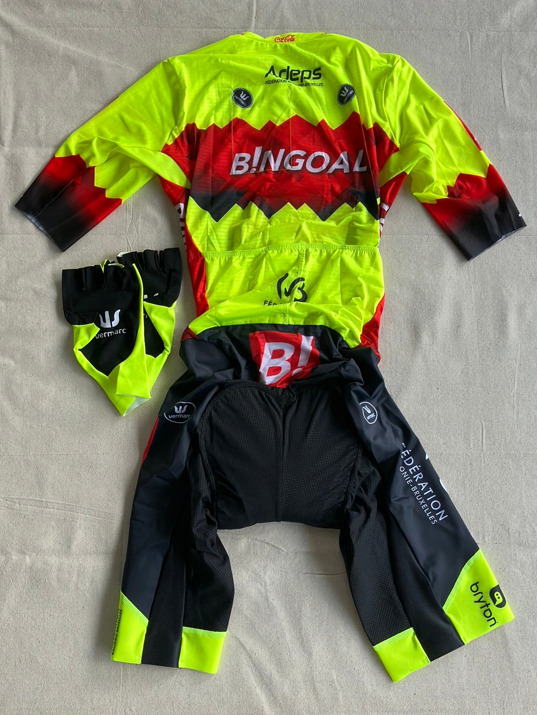 Short Sleeve Road Suit & Gloves | Vermarc | Bingoal WB Pro Team | Pro Cycling Kit