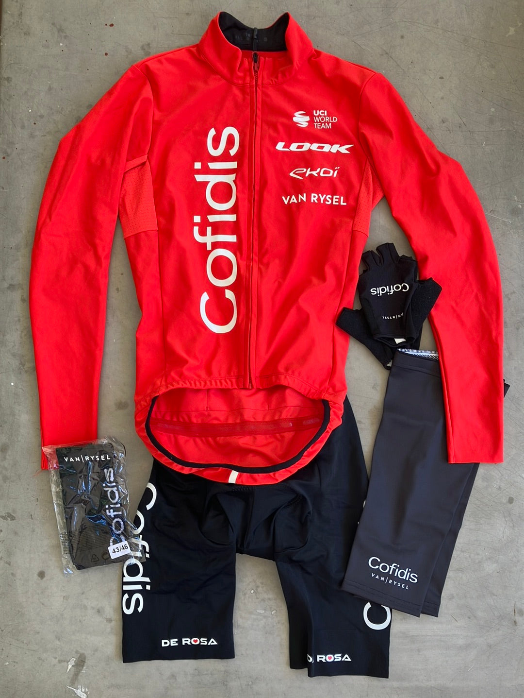 Cofidis | Van Rysel Bundle - Gabba Jacket, Bibs, Socks, Gloves & Knee Warmers | Pro-Issued Pro Team Kit