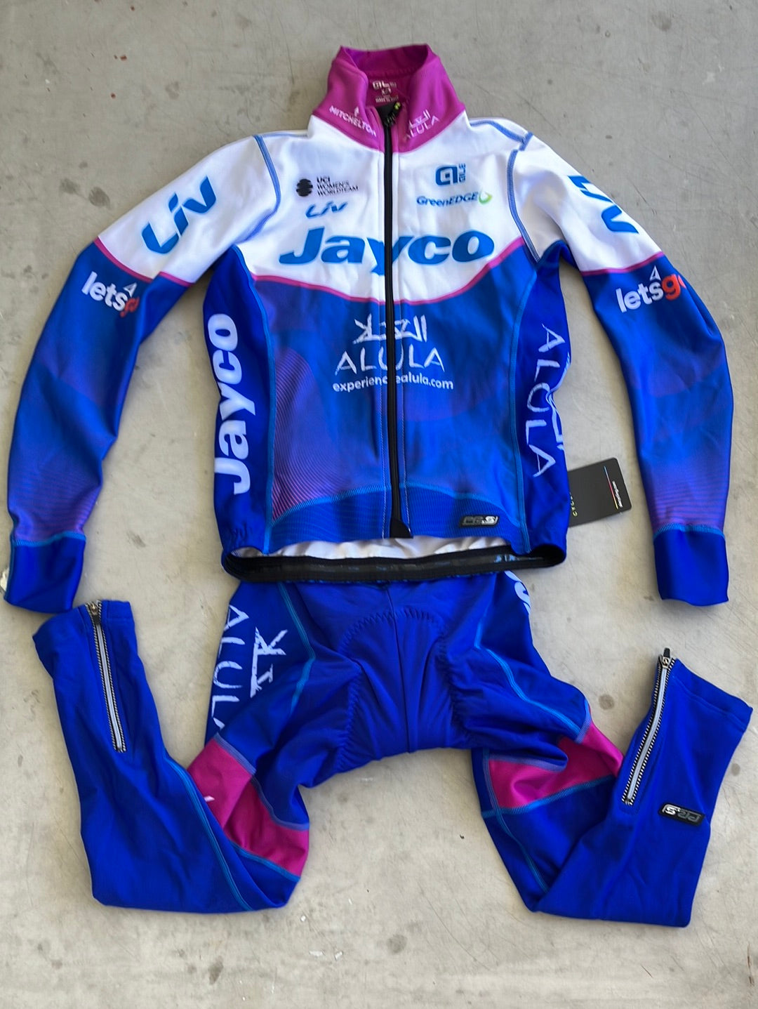 Women's Jacket / Jersey & Long Bib Tights Winter Bundle  | Ale | Jayco Alula Women | Pro-Issued Cycling Kit