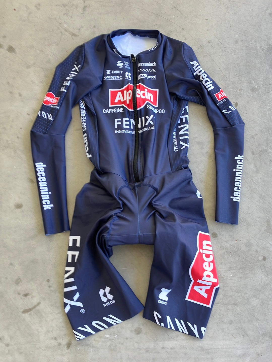 TT Skinsuit Aerosuit  -  Aerodynamic Cycling Time Trial Race Suit Medium | Kalas | Blue | Alpecin Fenix | Pro Cycling Kit