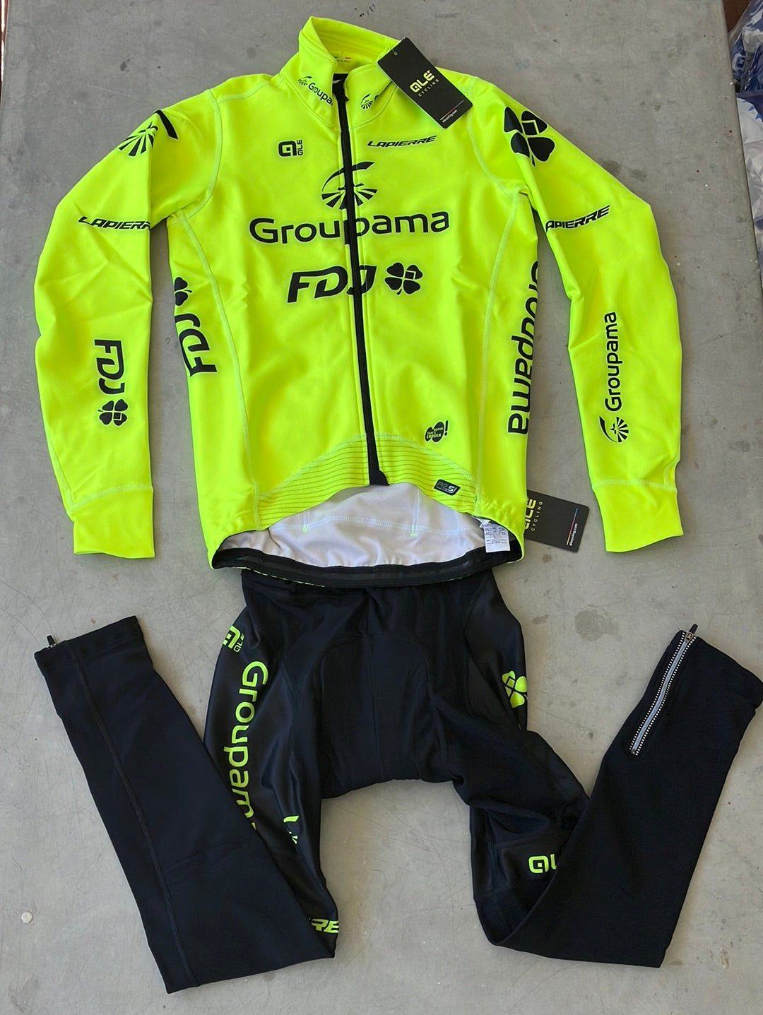 Long Sleeve Gabba Jersey / Jacket and Thermal Winter Bib Tights Bundle | Ale | Groupama Française des Jeux | Pro  Kit