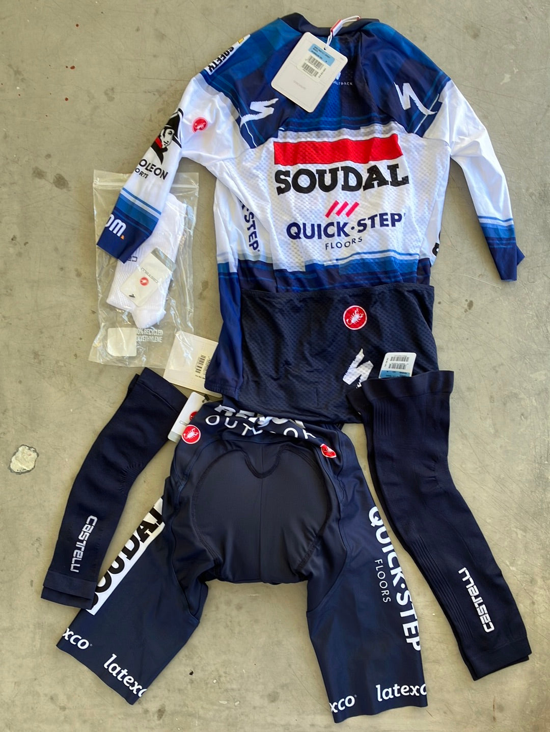 Soudal / Deceuninck Quick-Step | Castelli Bundle - Jersey, Bibs, Arm & Leg Warmers, Socks | Pro-Issued Team Kit