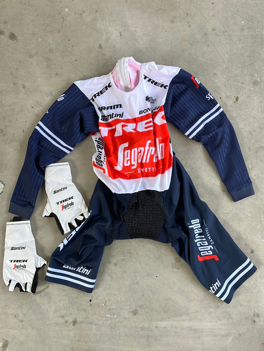 TT Bundle - TT Suit Long Sleeve & TT Gloves | Santini | Trek Segafredo | Pro-Issued Cycling Kit