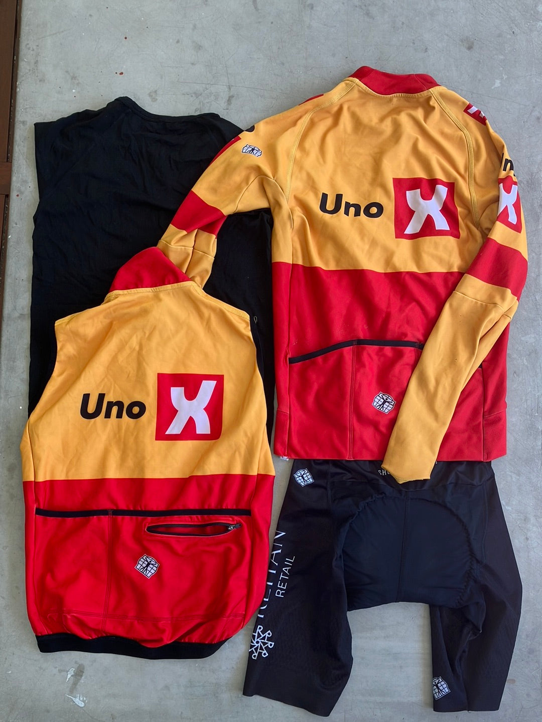 Uno-X | Bioracer Bundle - Long Sleeve Jersey, Bibs, Thermal Gilet & Base Layer | S | Pro-Issued Team Kit