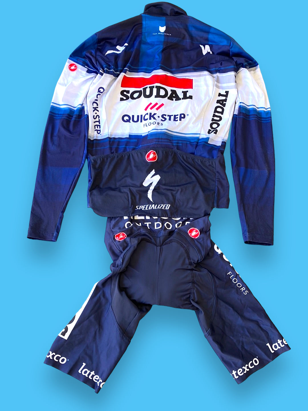 Long Sleeve Midweight Jersey and Bib shorts | Castelli | Blue | Quick-Step Alpha Vinyl / Soudal  | Pro Cycling Kit