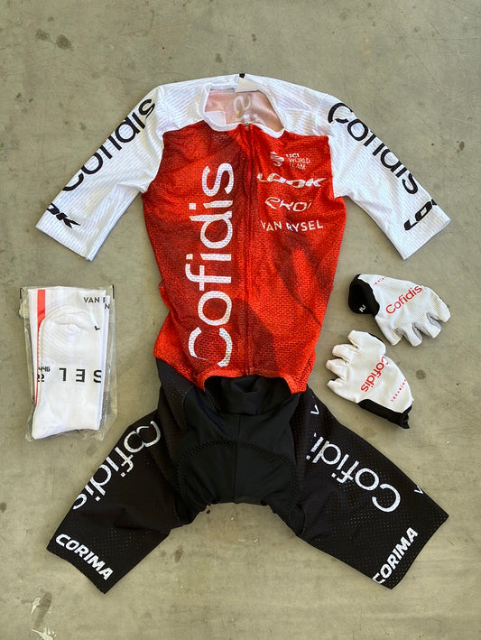 Cofidis | Van Rysel Bundle - Summer Race Suit, Aero Socks & Gloves | Pro-Issued Pro Team Kit