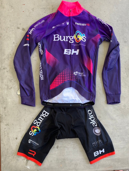 Burgos BH | Finisseur Bundle - Long Sleeve Thermal Jersey & Bibs | M | Purple | Pro-Issued Team Kit