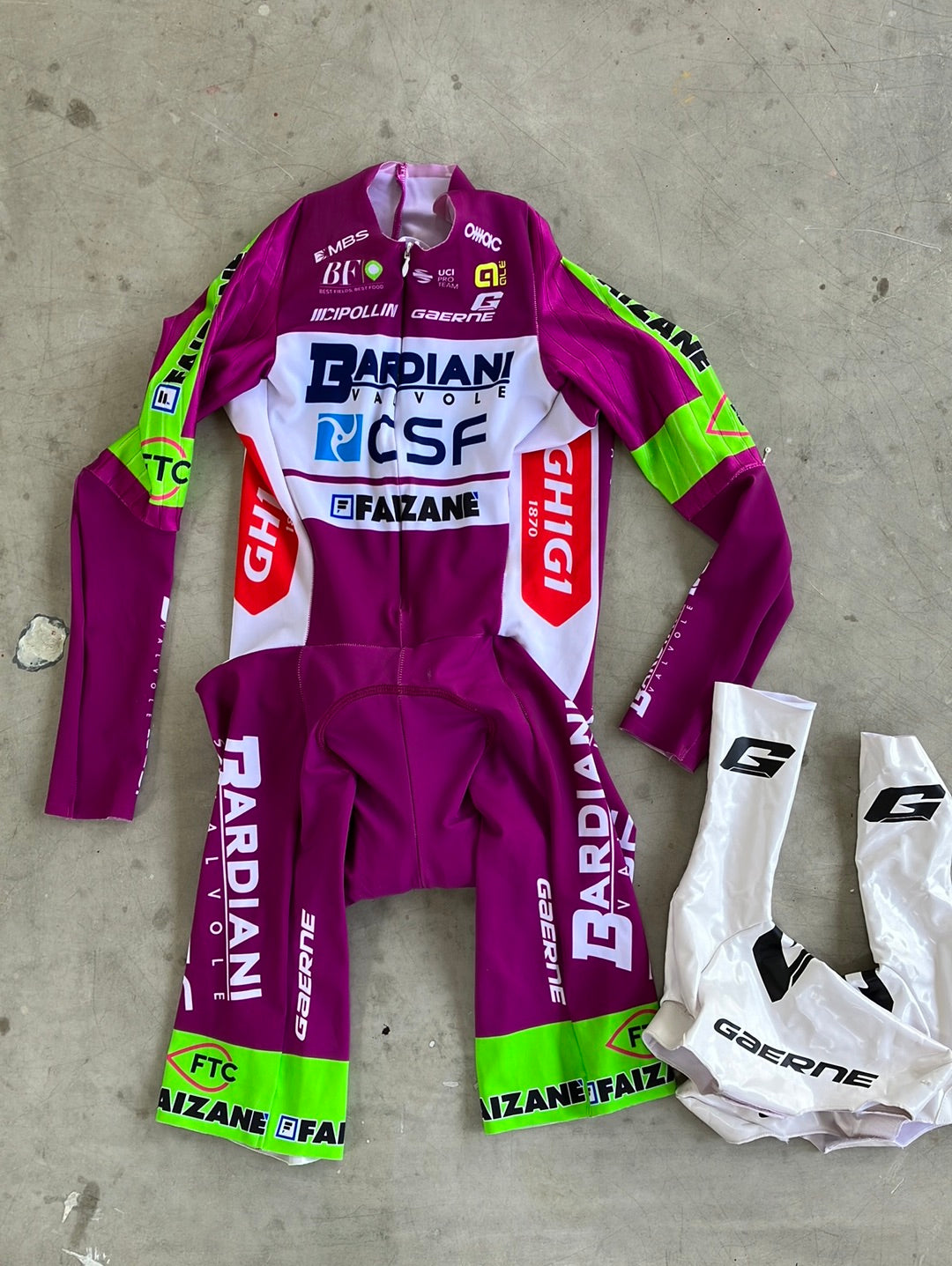 TT Suit with Aero Shoe Covers | Ale | Bardiani | Pro-Issued Cycling Kit