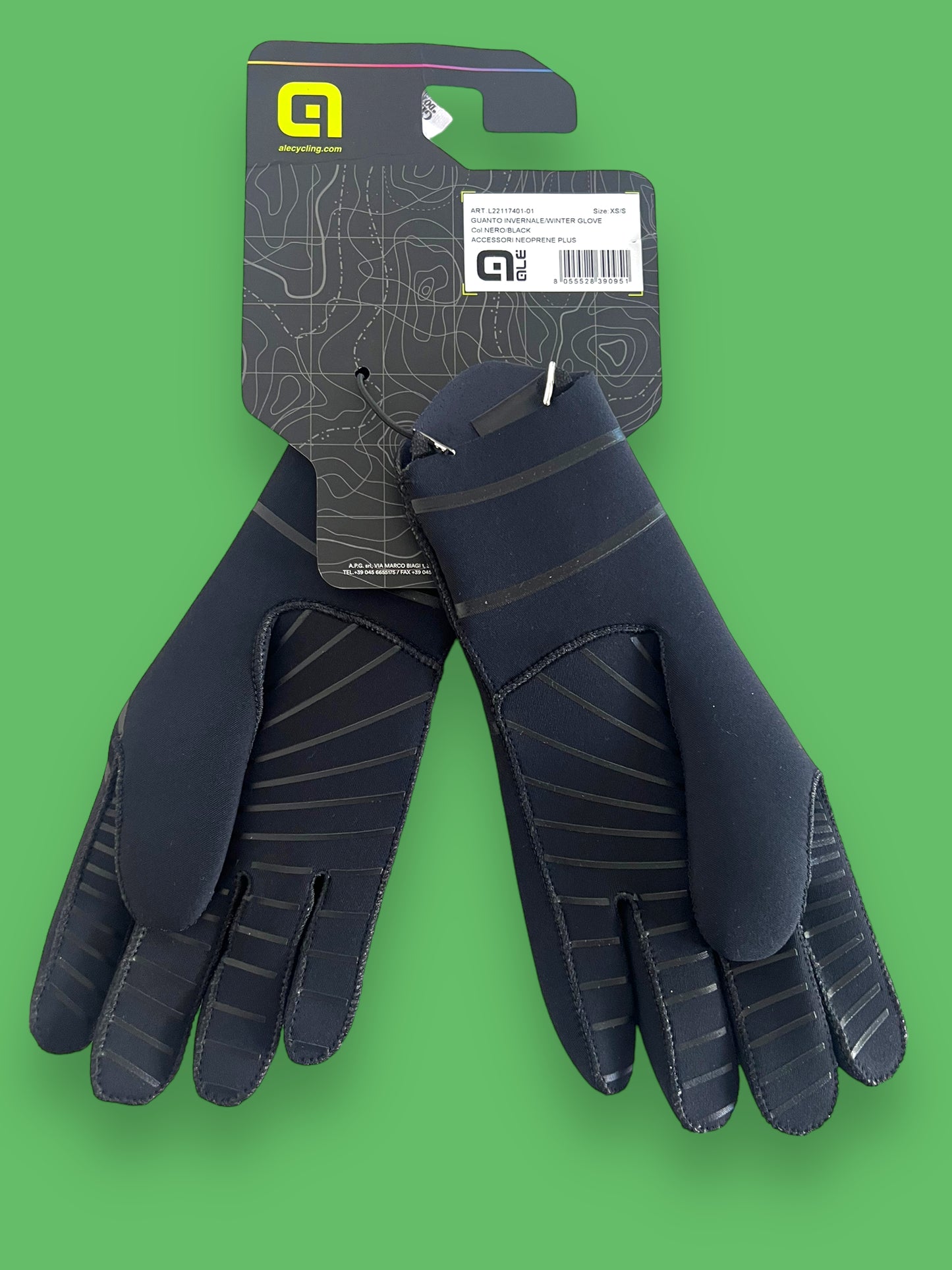 Neoprene Winter Gloves | Ale | Bardiani Green Project Pro Team | Pro Cycling Kit