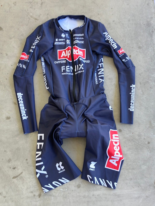 TT Skinsuit Aerosuit  -  Aerodynamic Cycling Time Trial Race Suit Medium | Kalas | Blue | Alpecin Fenix | Pro Cycling Kit