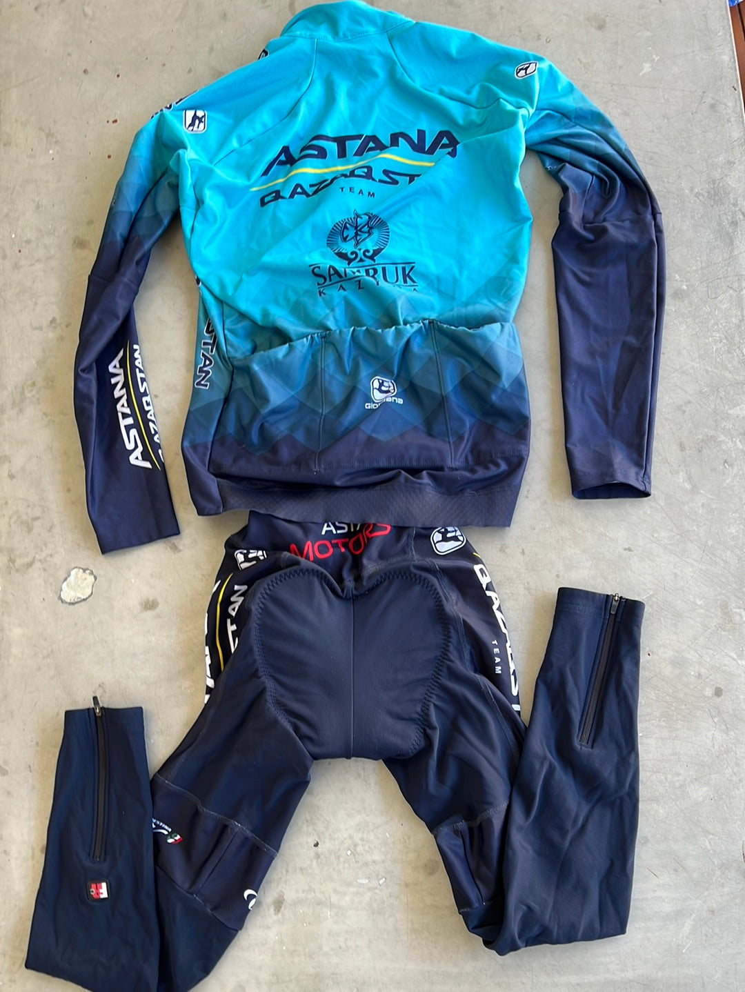 Winter Jersey Long Sleeve & Thermal Bib Tights Bundle | Giordana | Astana Qazaqstan | Pro-Issued Cycling Kit