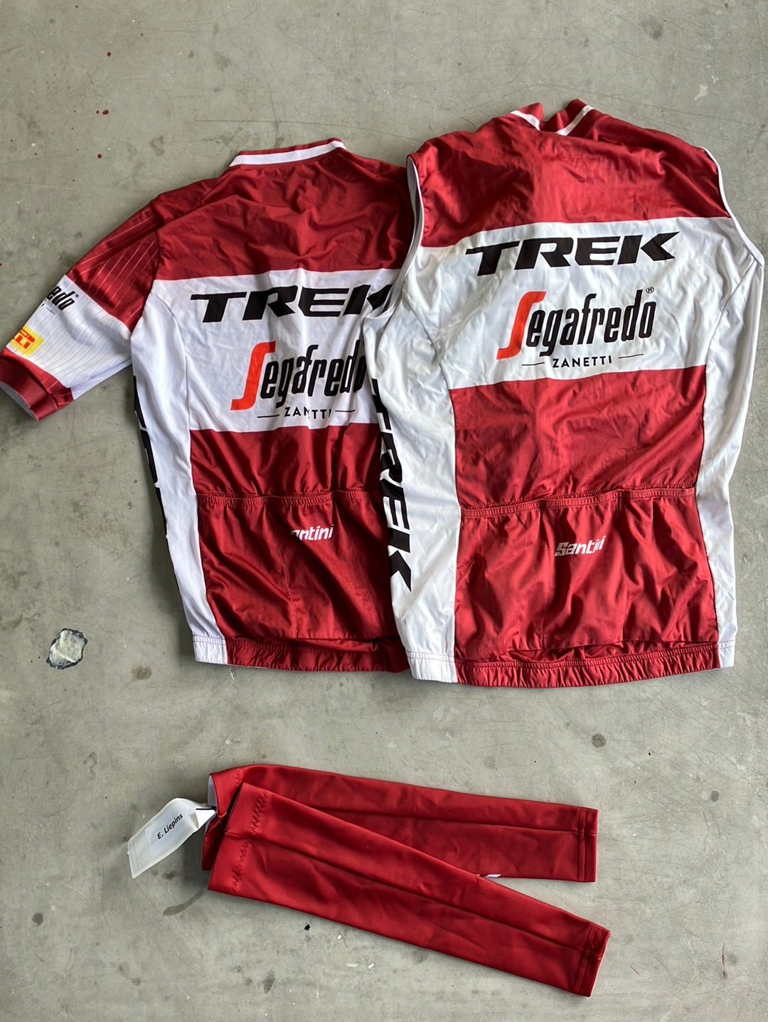 Trek Segafredo | Santini Bundle - Latvian National Chamption Aero Jersey, Light Gilet & Arm Warmers| Burgundy | XS | Pro-Issued Team Kit