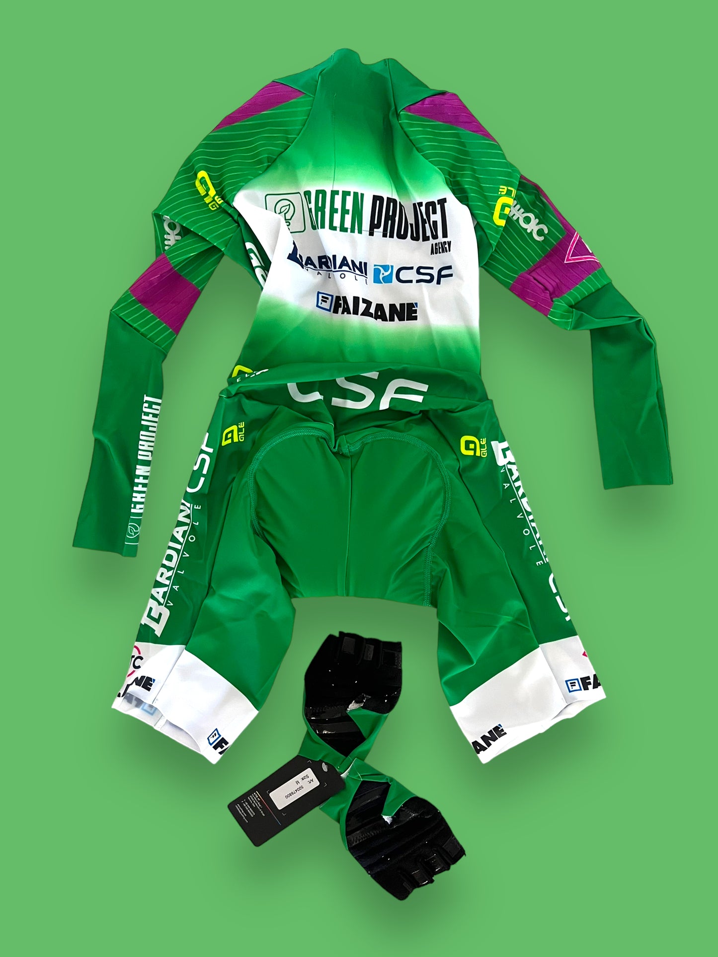 Long Sleeve TT Suit + Gloves Bundle | Ale | Bardiani Green Project Pro Team | Pro Cycling Kit