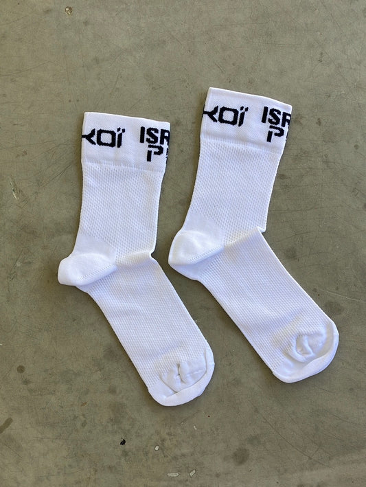 Cycling Socks Race | Ekoi | White | Israel Premier Tech IPT | Pro Cycling Kit