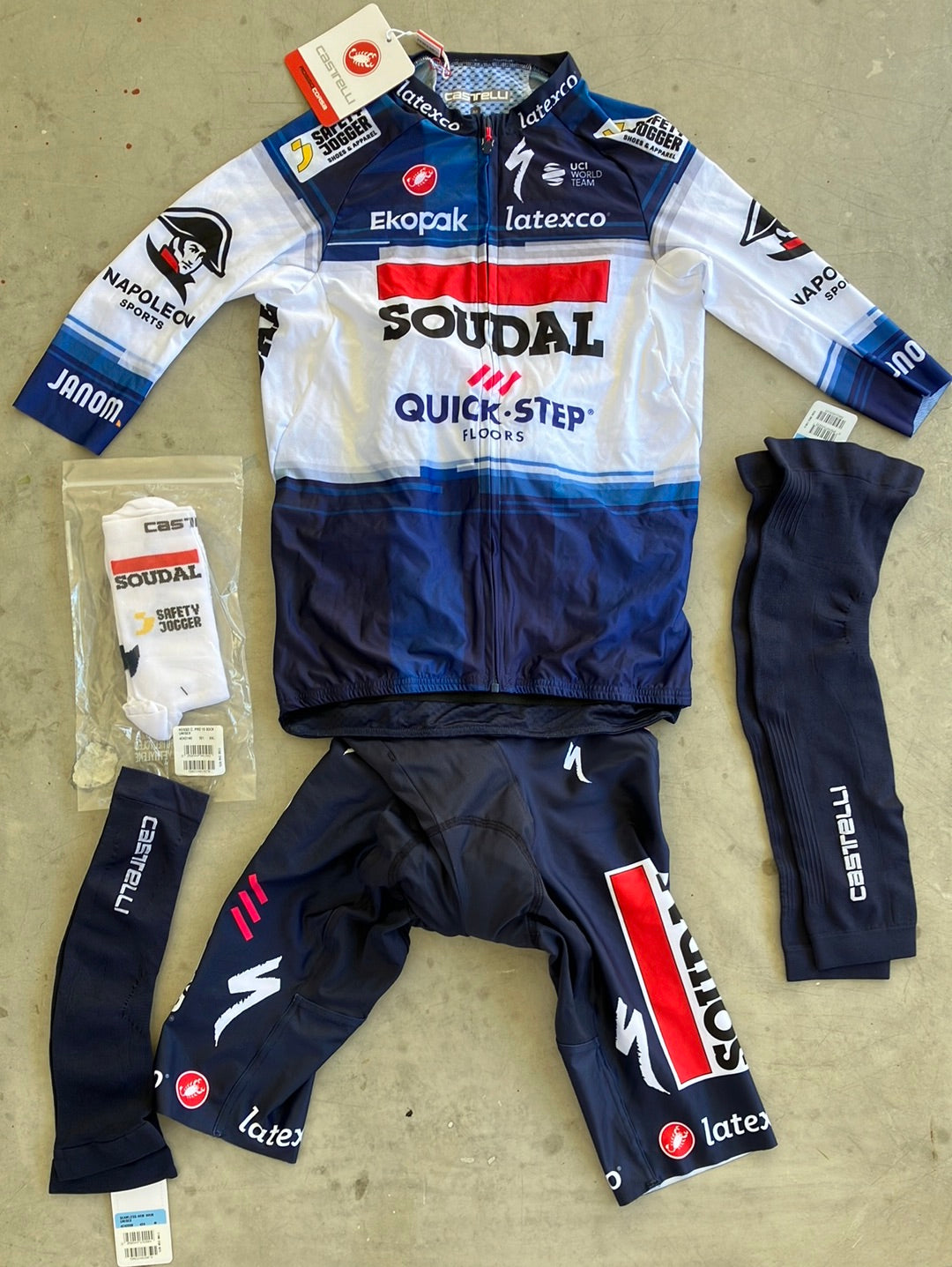 Soudal / Deceuninck Quick-Step | Castelli Bundle - Jersey, Bibs, Arm & Leg Warmers, Socks | Pro-Issued Team Kit