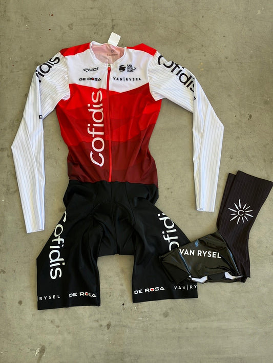 TT Bundle - TT Suit Long Sleeve & TT Shoe Covers | Van Rysel | Cofidis | Pro-Issued Cycling Kit