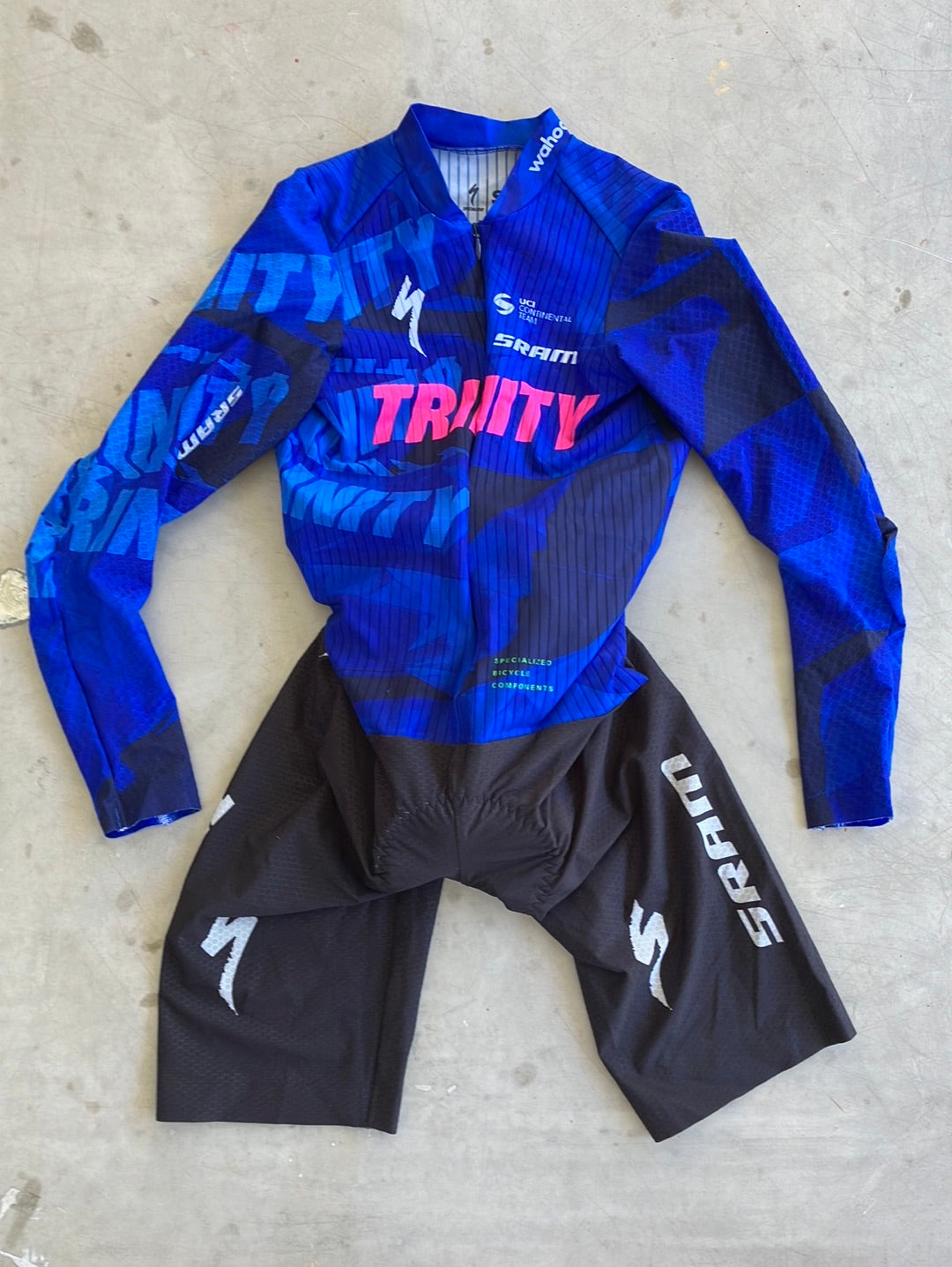 Trinity Specialized | Specialized TT Aerosuit Skinsuit with Number Pockets | S | Blue | Pro-Issued Pro Team Kit