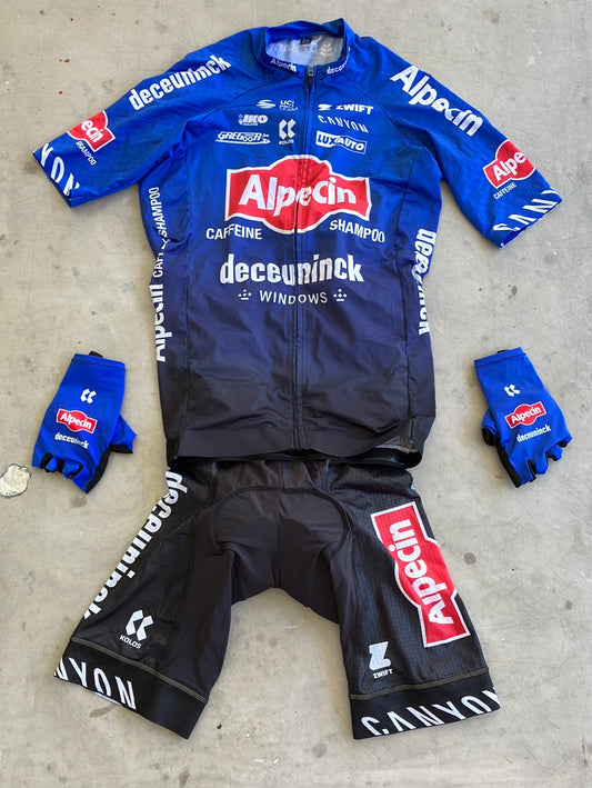 Short Sleeve Aero Jersey, Bib Shorts & Gloves /Mitts Bundle | Kalas | Alpecin Deceuninck | Pro Cycling Kit