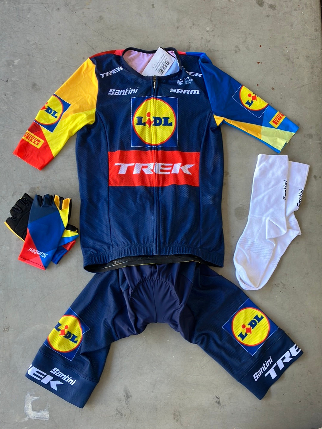 Summer Cycling Kit Bundle - Summer Jersey & Bibs, Gloves, Socks | Santini | Lidl Trek | Pro Cycling Kit