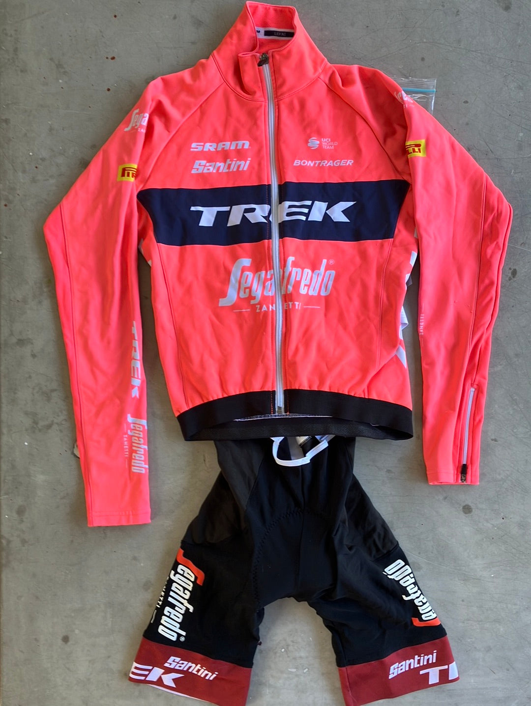 Trek Segafredo | Santini Bundle - Winter Jacket & Thermal Bibs | Pink | M | Pro-Issued Team Kit