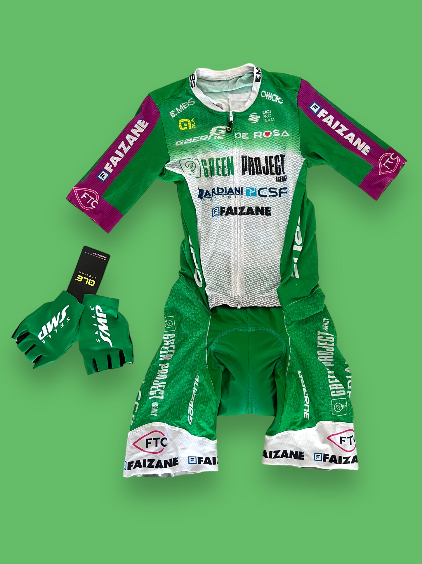 Summer Road Suit + Gloves  | Ale | Bardiani Green Project Pro Team | Pro Cycling Kit