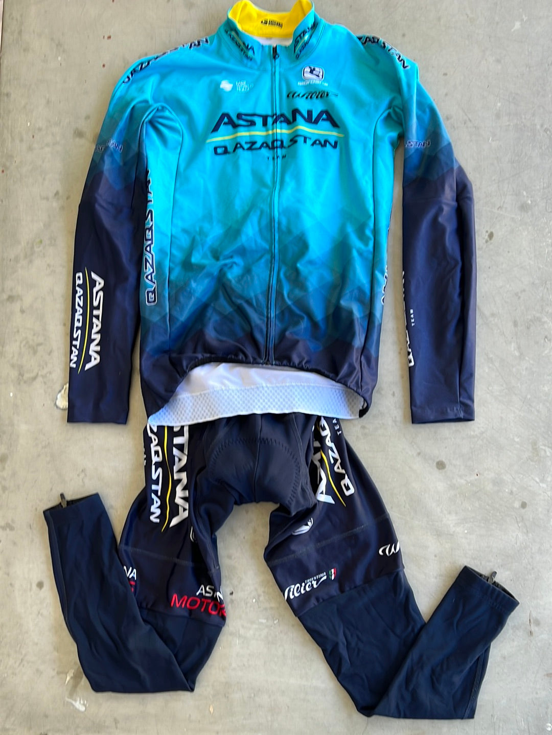 Winter Jersey Long Sleeve & Thermal Bib Tights Bundle | Giordana | Astana Qazaqstan | Pro-Issued Cycling Kit