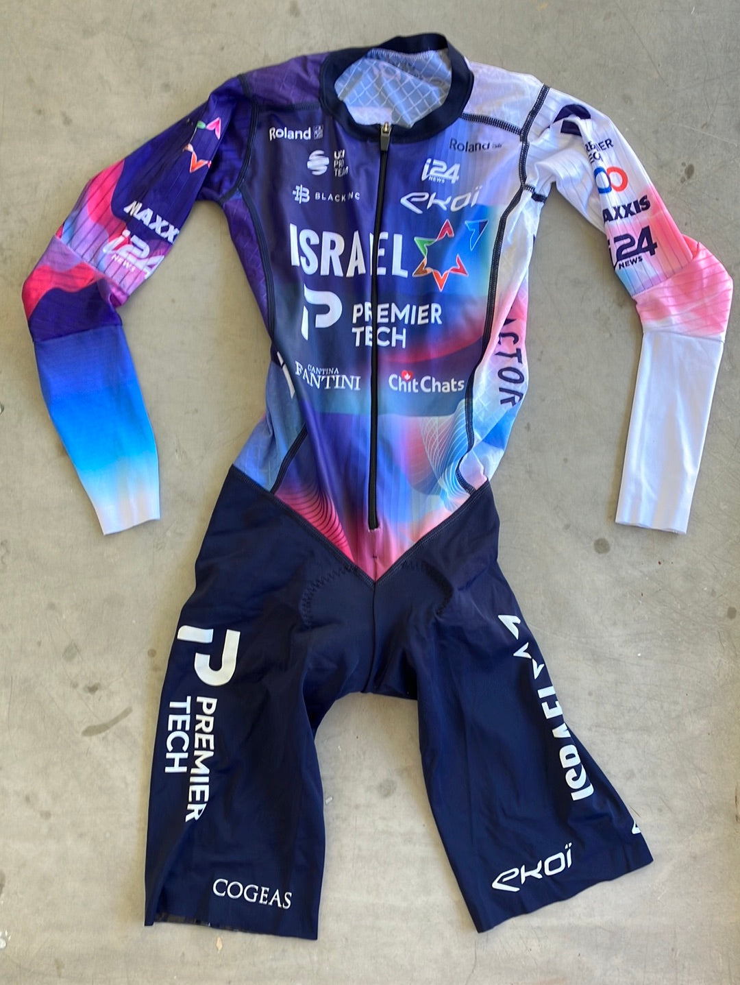 TT Aerosuit  - Lightweight Aerodynamic Cycling Time Trial Race Suit Skinsuit| Ekoi | Blue | Israel Premier Tech IPT | Pro Cycling Kit