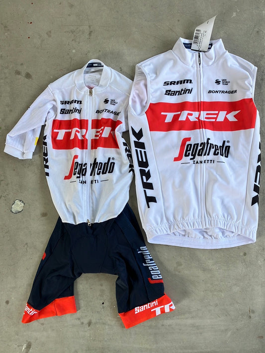 Trek Segafredo | Santini Bundle - Aero Road Suit & Thermal Gilet / Vest | White | XS | Pro-Issued Team Kit