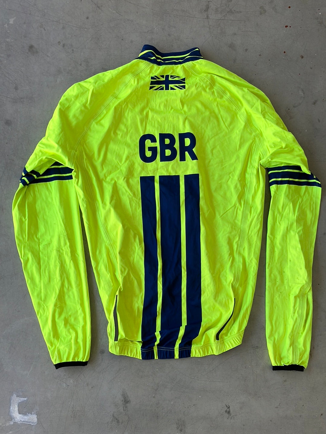 Long Sleeve Rain Jacket / Fluro Winter Cycling Jacket | Kalas | Yellow | Team GB Great Britain - British Cycling GBR | Pro Cycling Kit