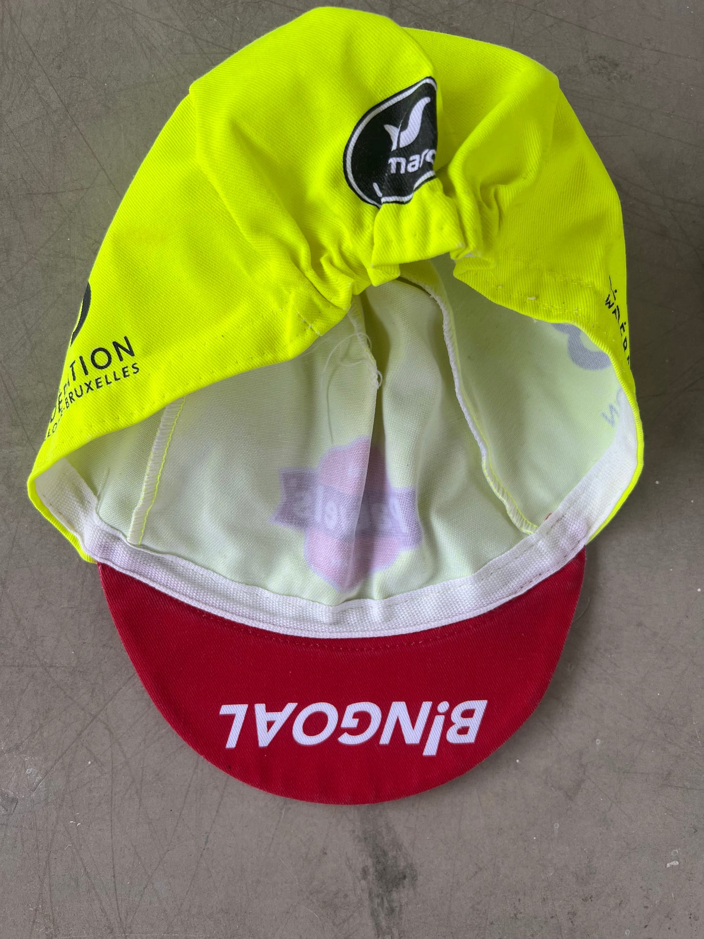 Bingoal | Vermarc Cycling Cap | Yellow & Red | Rider-Issued Pro Team Kit