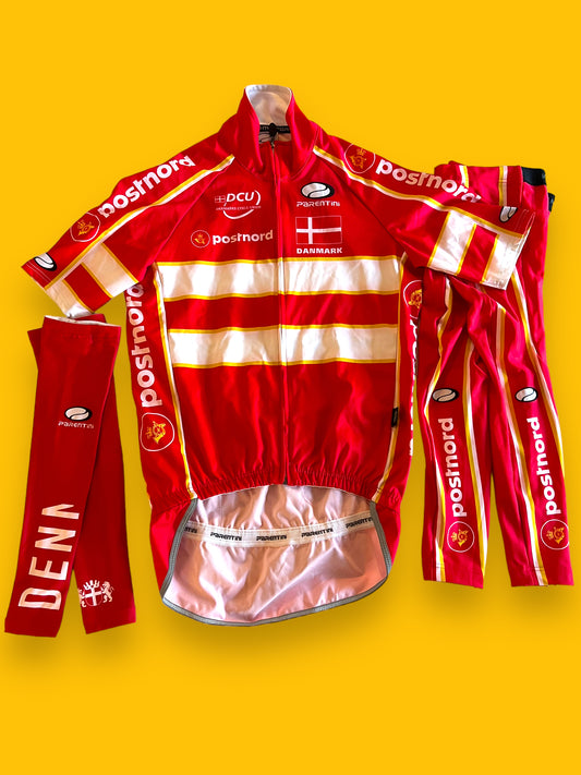 Cycling Kit Bundle - Short Sleeve Gabba Jersey & Leg Warmers | Parentini | Danish / Denmark National Team | Pro Cycling Kit