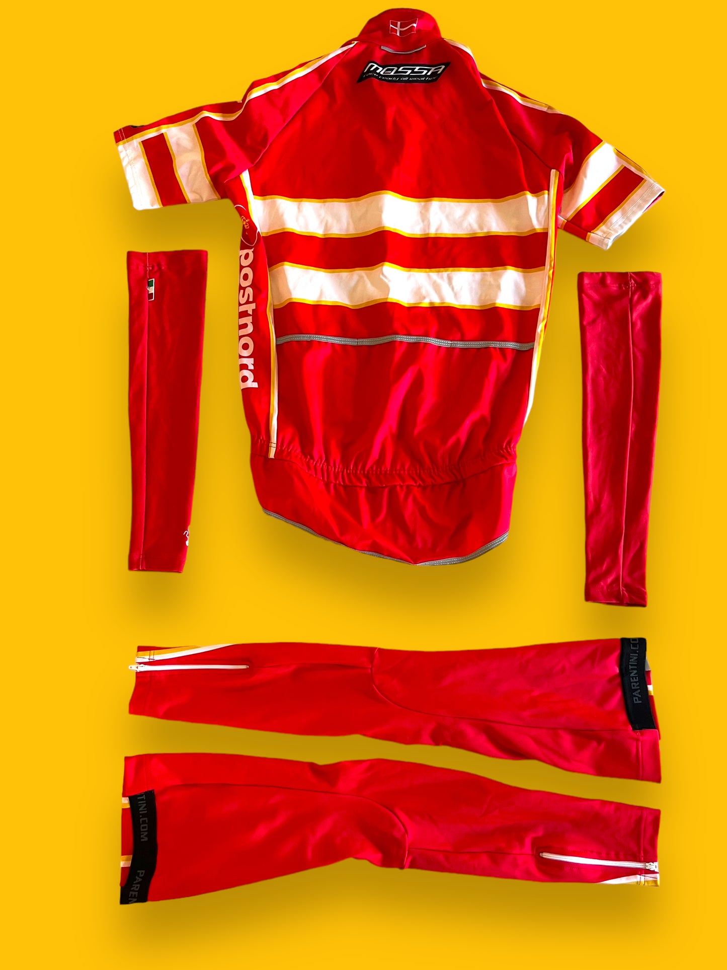 Cycling Kit Bundle - Short Sleeve Gabba Jersey & Leg Warmers | Parentini | Danish / Denmark National Team | Pro Cycling Kit