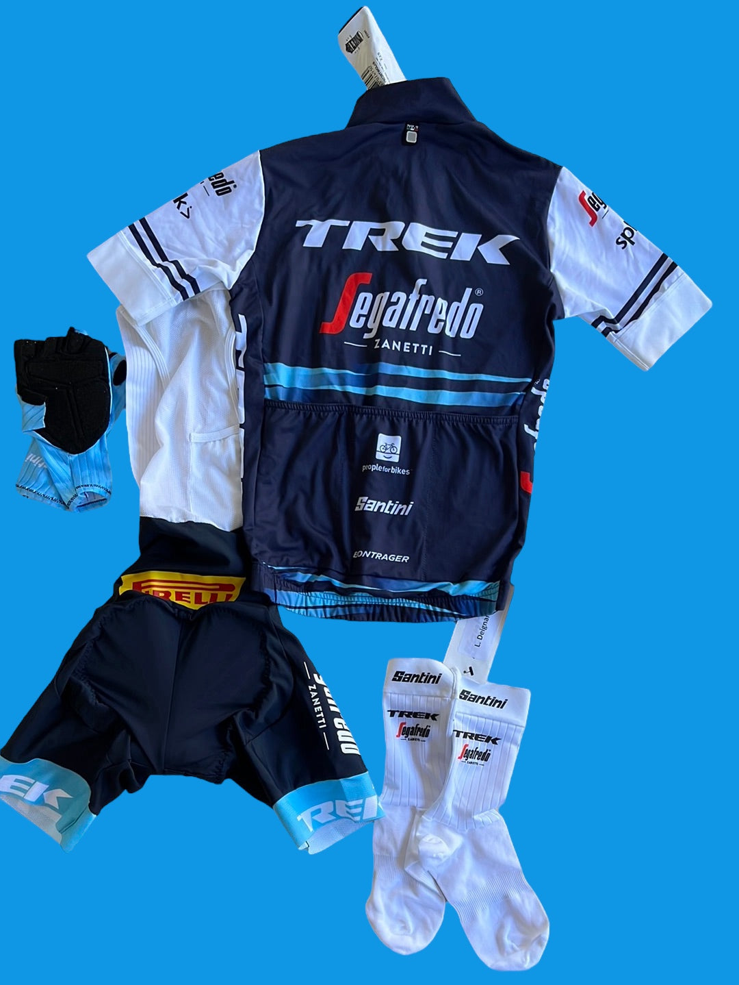 Women's Cycling Kit Bundle - Jersey, Bib Shorts, Gloves & Aero Socks | Santini | Trek Segafredo Women's Team | Pro Cycling Kit