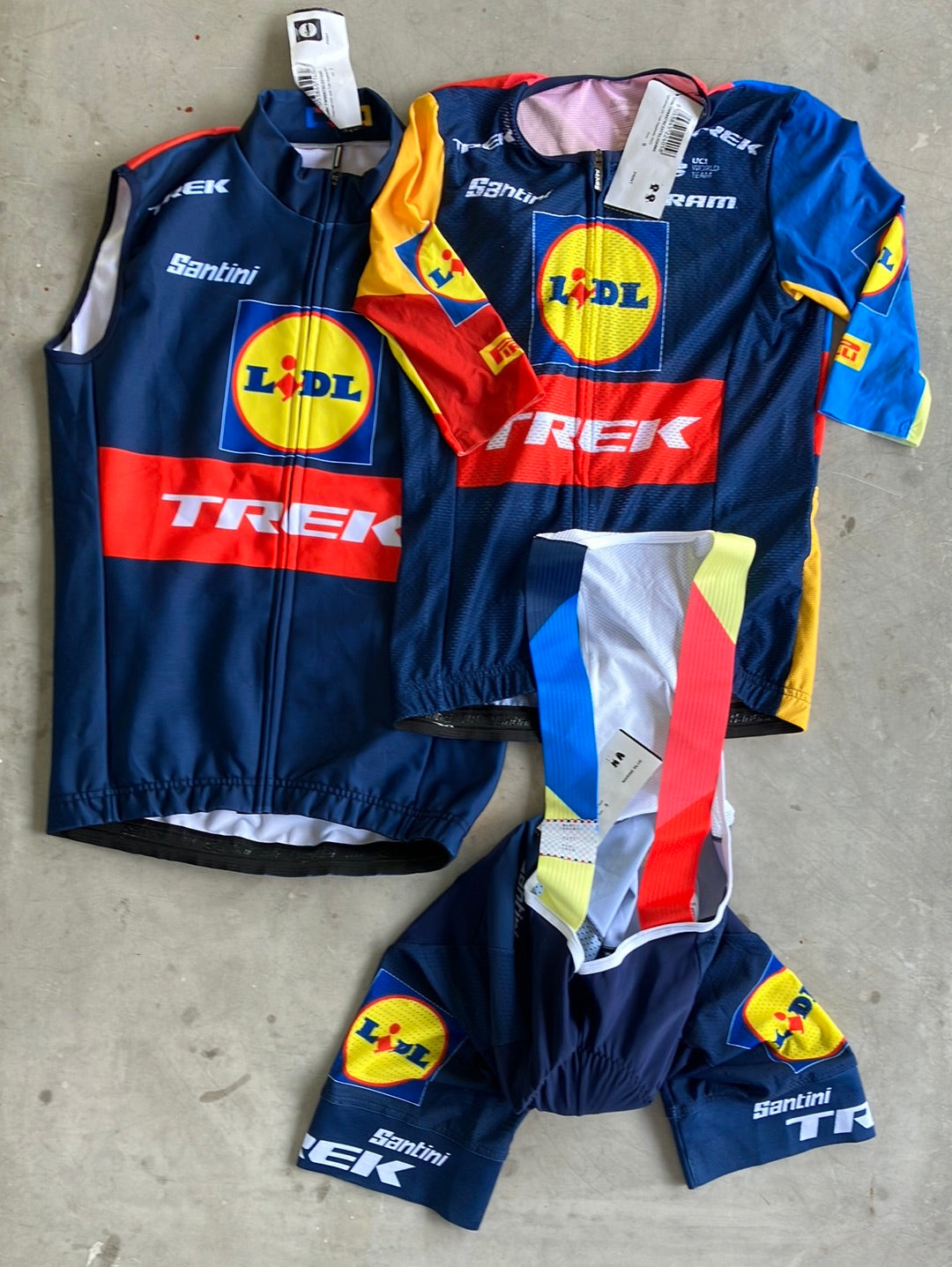 Lidl Trek | Santini  Bundle - Aero Jersey, Bibs & Thermal Gilet | S | Pro-Issued Team Kit