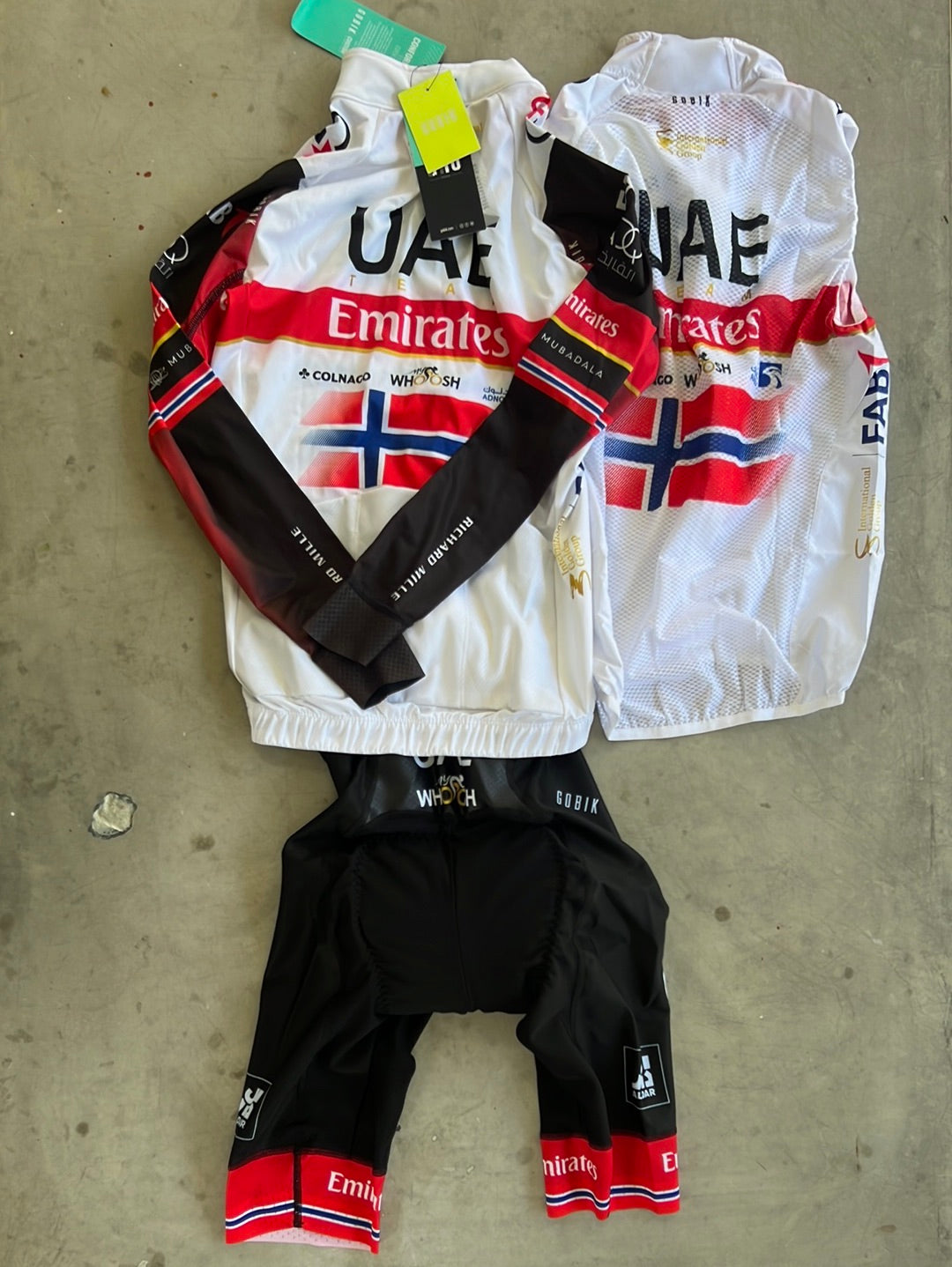 Cycling Kit Bundle - Jersey Long Sleeve, Winter Bibs & Vest - Norwegian National Champion | Gobik | UAE Emirates | Pro-Issued Cycling Kit