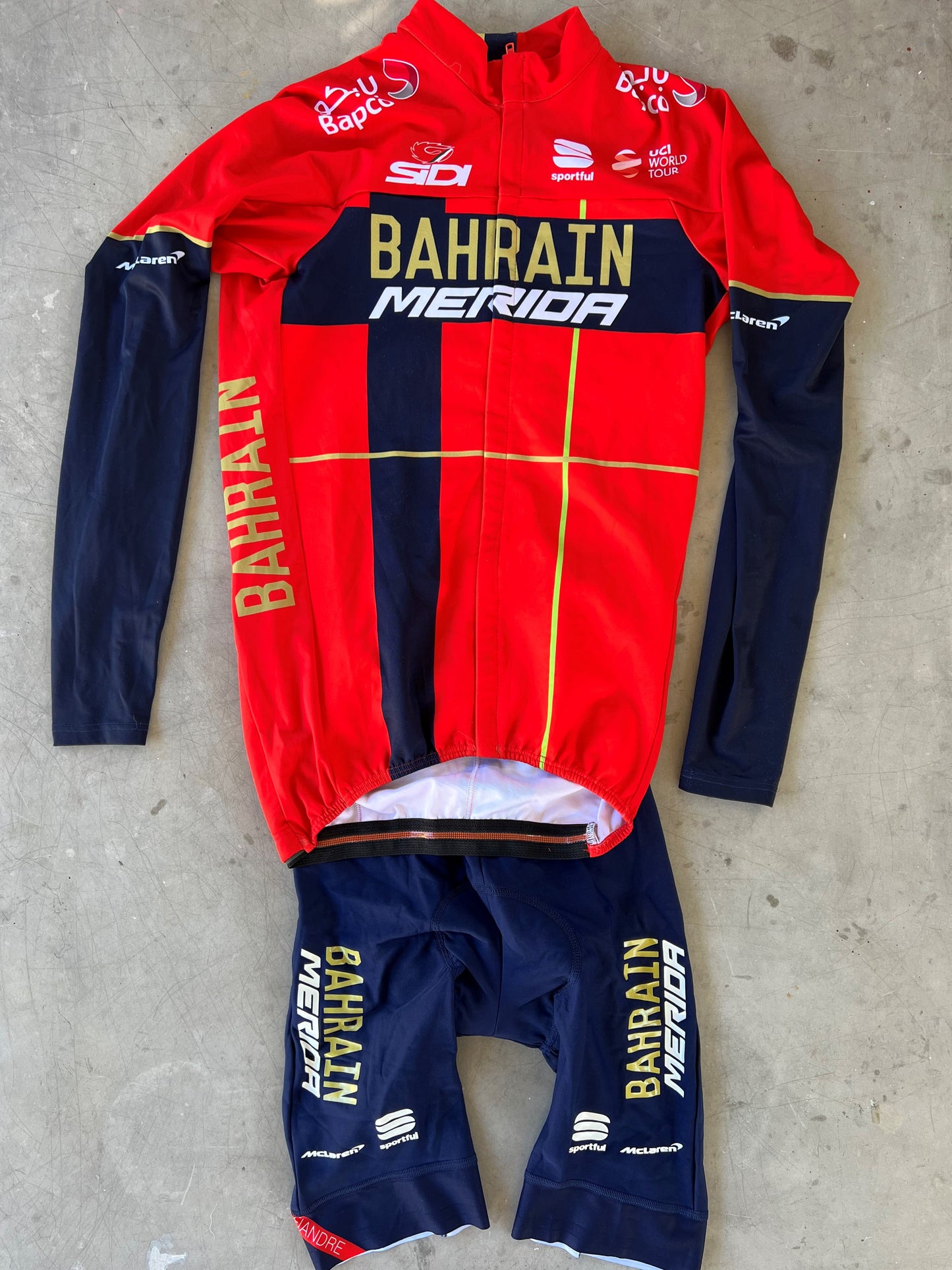 Bahrain | Sportful Bundle - WInter Jersey and Bibs | M | Rider-Issued Pro Team Kit