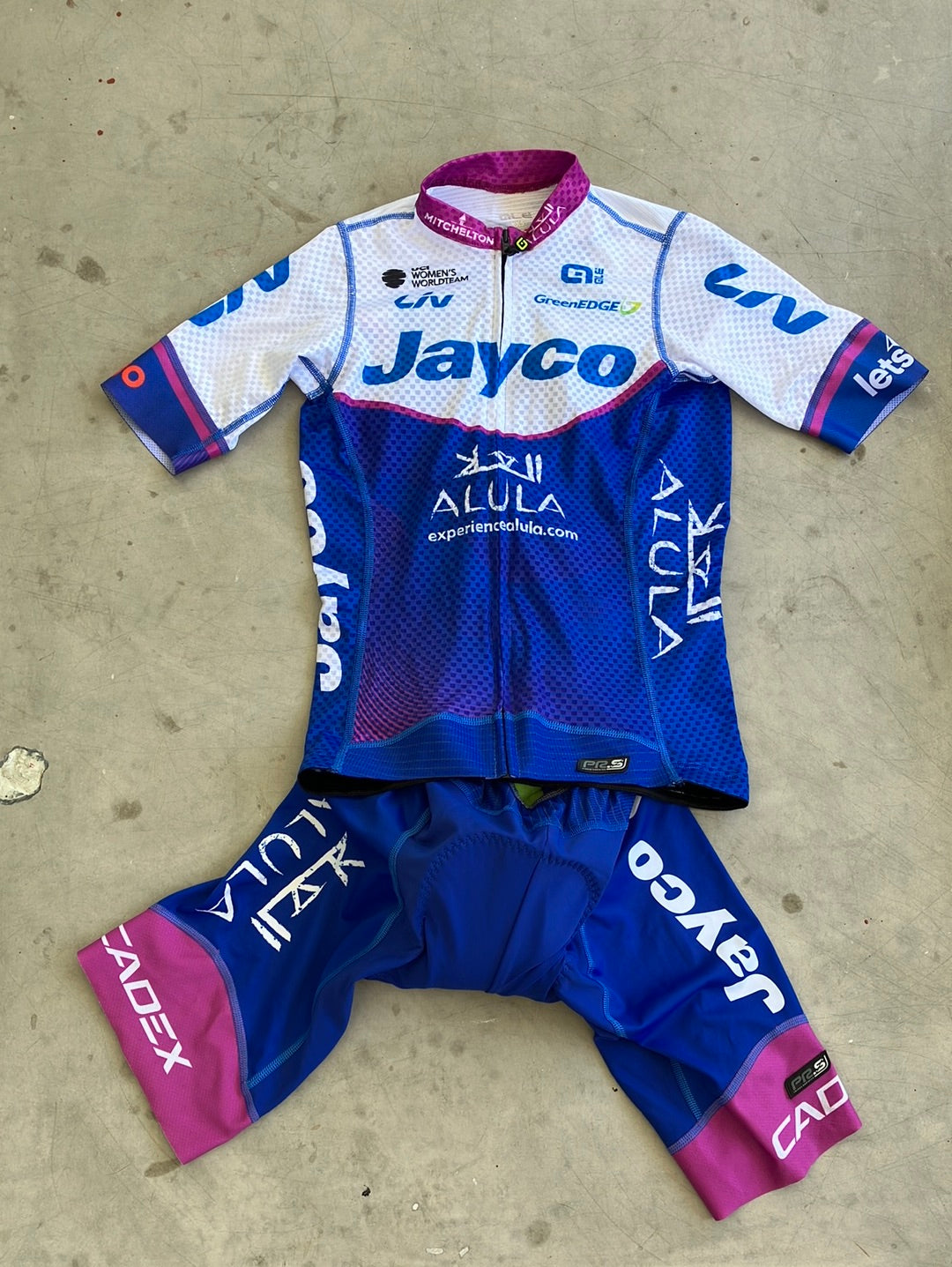 Women's Summer Jersey & Bib Shorts Bundle | Ale | Jayco Alula Women | Pro-Issued Cycling Kit