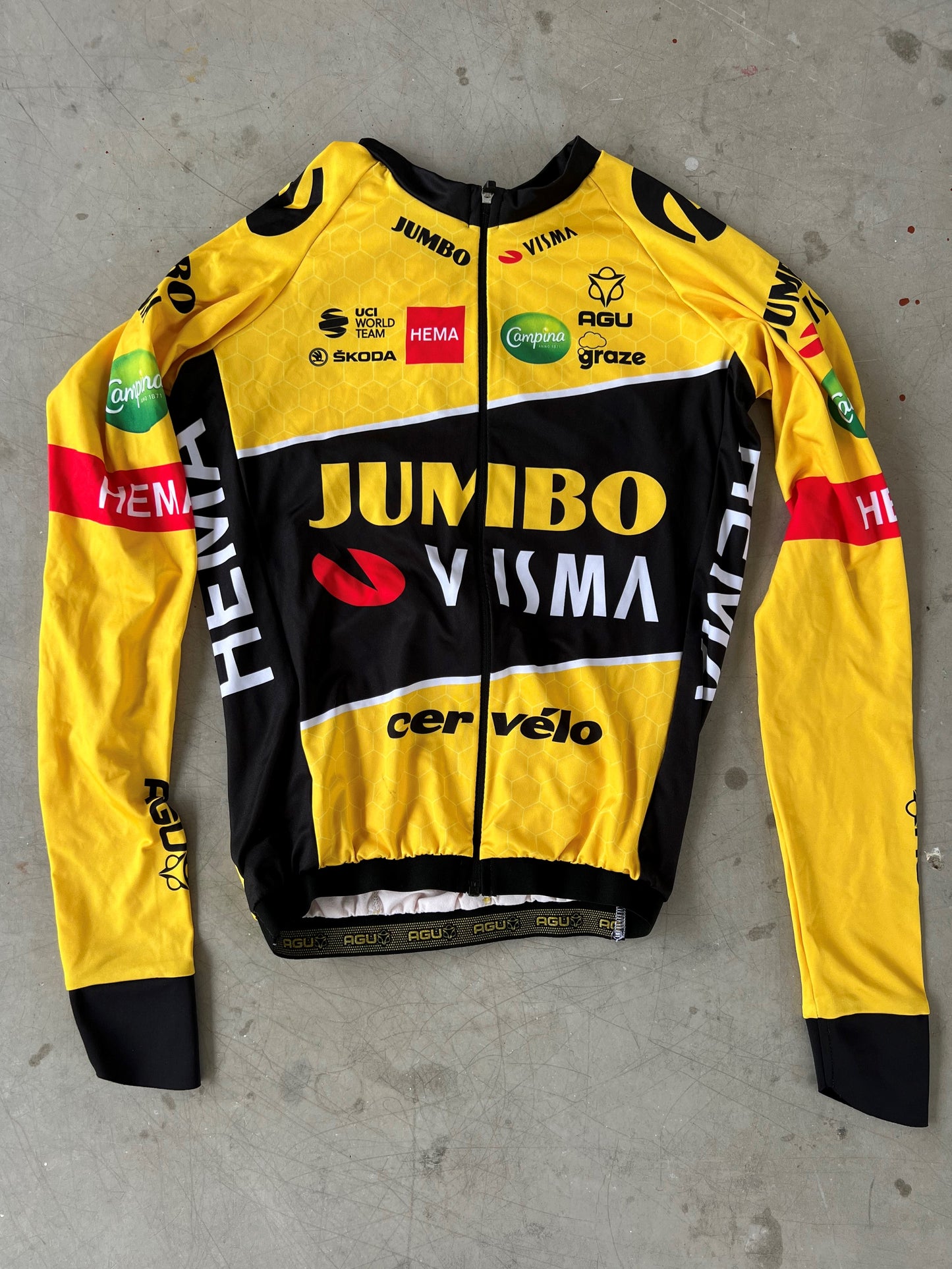 Jumbo Visma | Agu Bundle - Long Sleeve Jersey, Bib Shorts, Vest & Gloves | XS | Rider-Issued Pro Team Kit