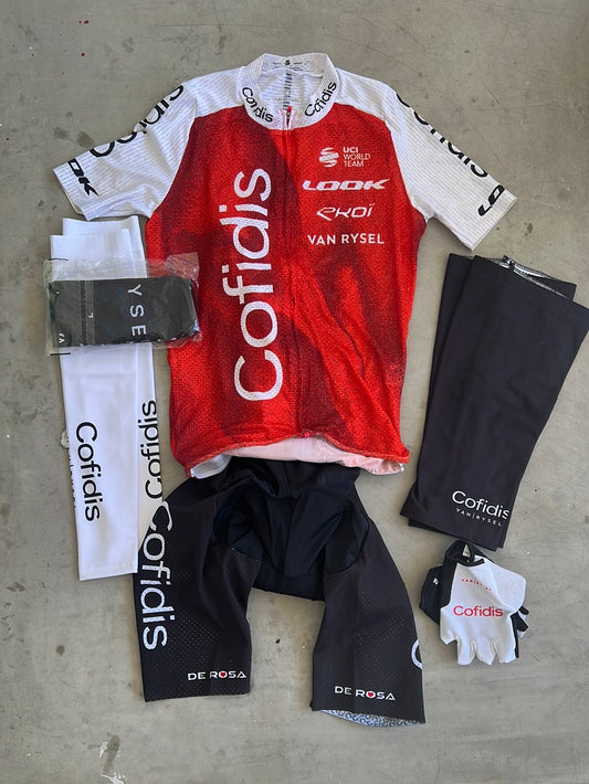 Cofidis | Van Rysel Bundle - Summer Jersey, Bibs, Socks, Gloves, Arm & Knee Warmers | Pro-Issued Pro Team Kit