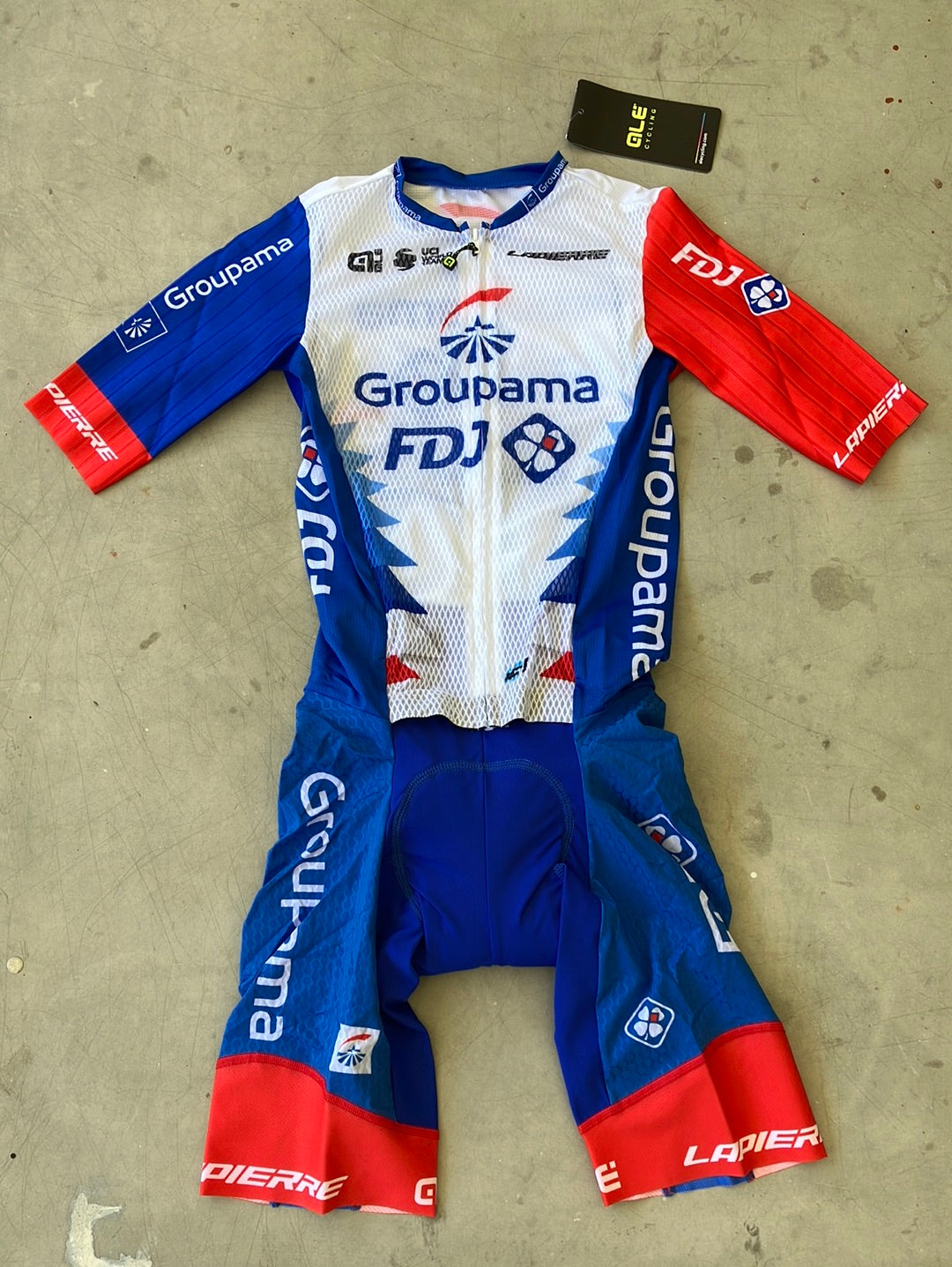 Short Sleeve Summer Road Suit / Skinsuit Aerosuit With Pockets | Ale | Groupama Française des Jeux | Pro Cycling Kit