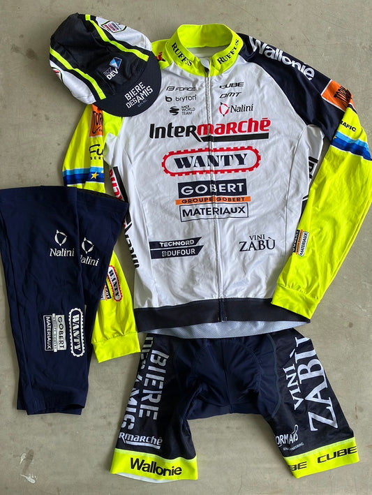 Intermarche | Nalini Bundle - Long Sleeve Jersey, Bibs, Knee Warmers & Cap | M | Pro-Issued Team Kit