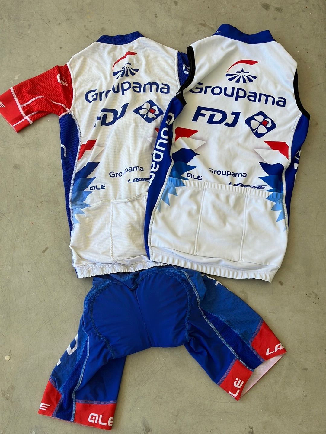 Short Sleeve Summer Jersey, Wind Vest / Gilet and Bib Shorts | Ale | Groupama Française des Jeux | Pro Cycling Kit