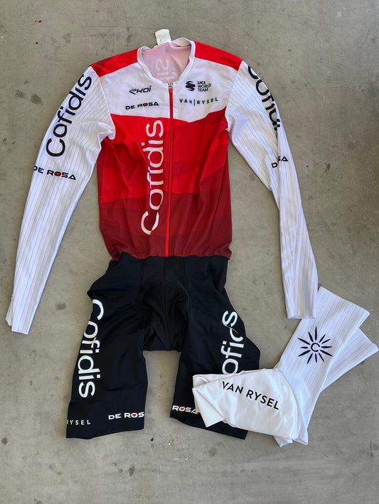 Cofidis | Van Rysel TT Bundle - Long Sleeve TT Suit & TT Shoe Covers | Pro-Issued Pro Team Kit