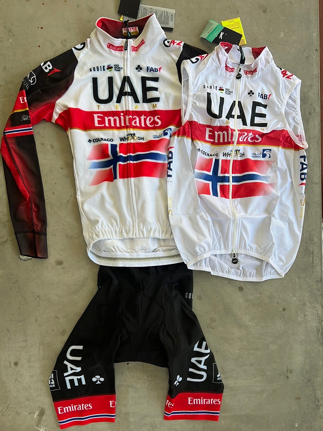 Cycling Kit Bundle - Jersey Long Sleeve, Winter Bibs & Vest - Norwegian National Champion | Gobik | UAE Emirates | Pro-Issued Cycling Kit