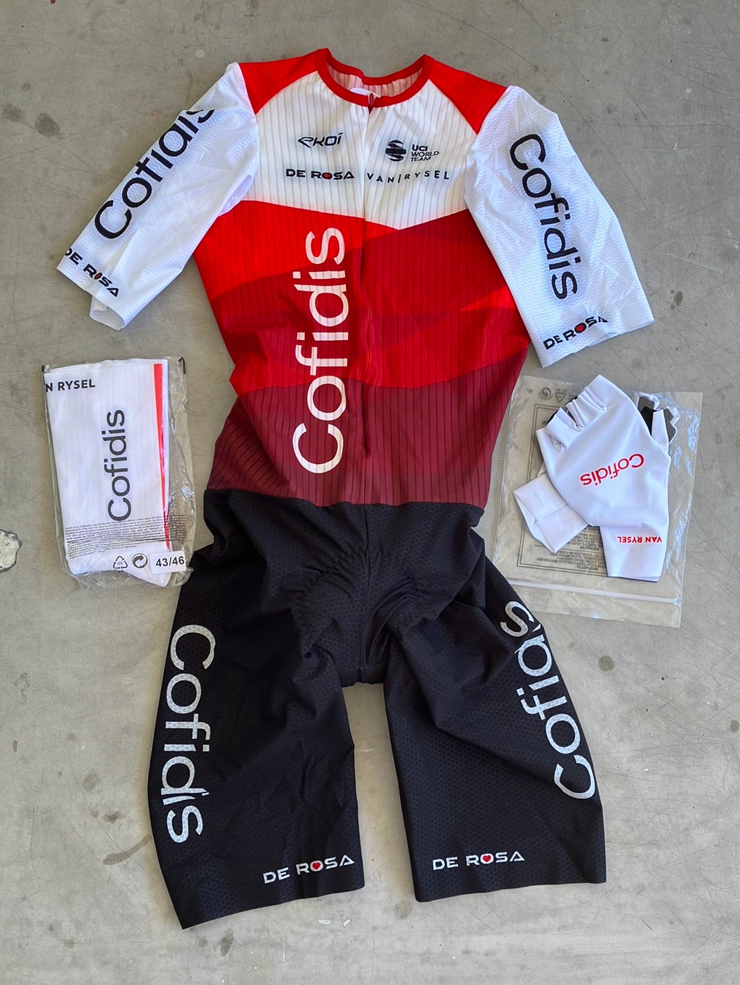 Cofidis | Van Rysel Bundle - Race Suit, Aero Socks & Gloves | Pro-Issued Pro Team Kit