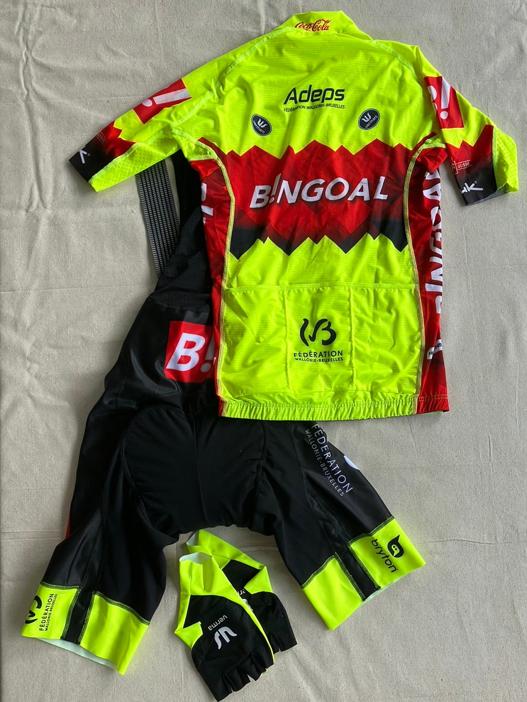 Cycling Kit Bundle - Aero Jersey, Bib Shorts & Gloves | Vermarc | Bingoal WB Pro Team | Pro Cycling Kit