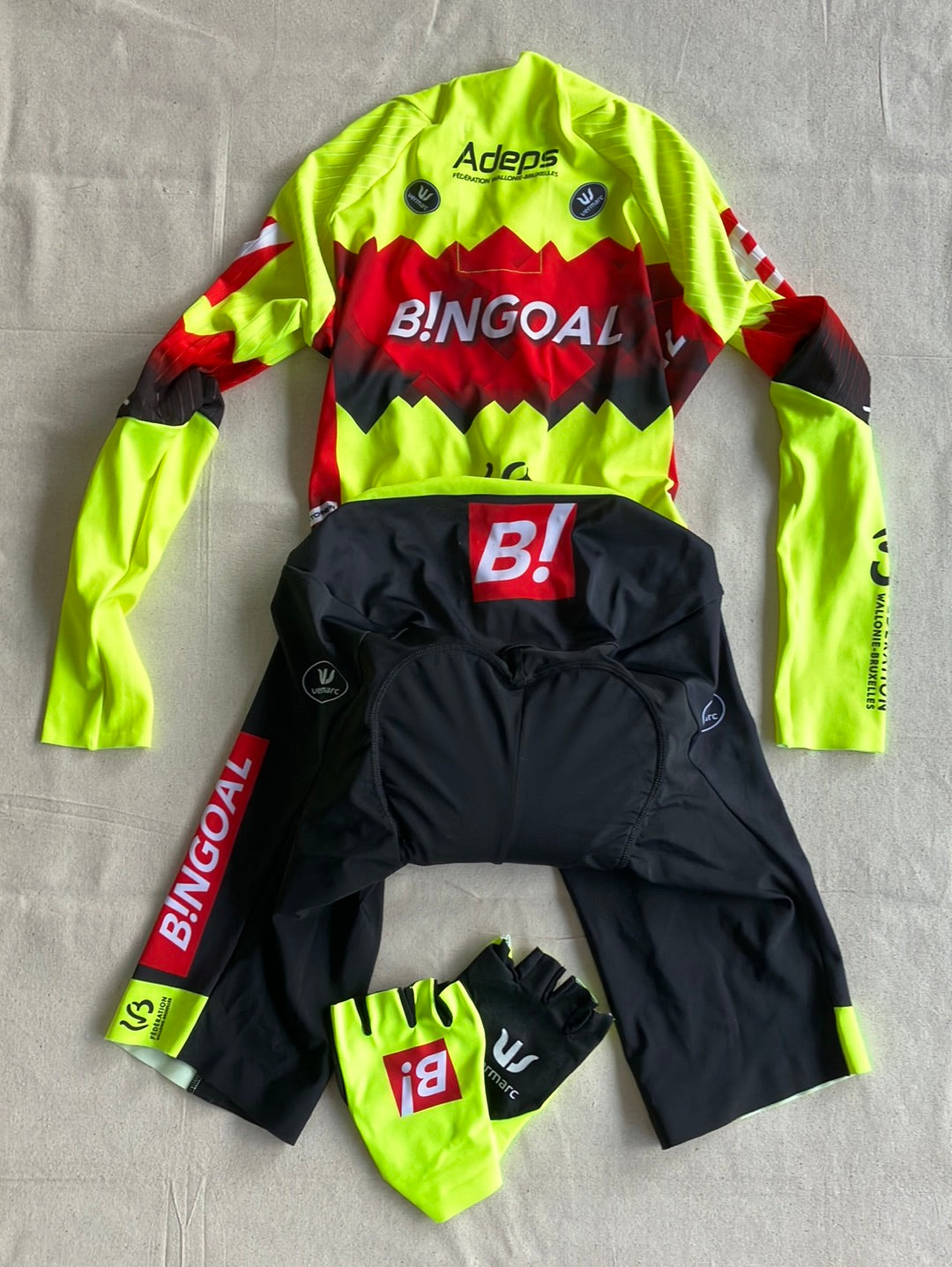 Long Sleeve TT Suit & Gloves | Vermarc | Bingoal WB Pro Team | Pro Cycling Kit