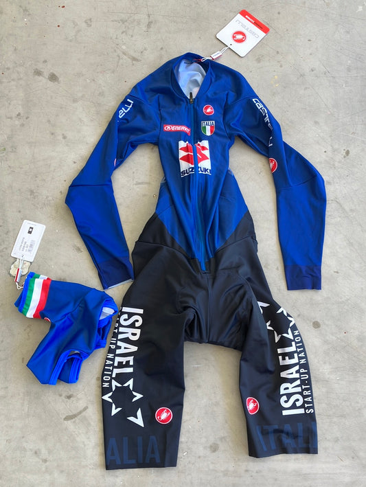 Bodypaint TT Skinsuit  Time Trial Aerosuit with booties | Castelli | Italia Italy National Team | Pro-Issued Cycling Kit