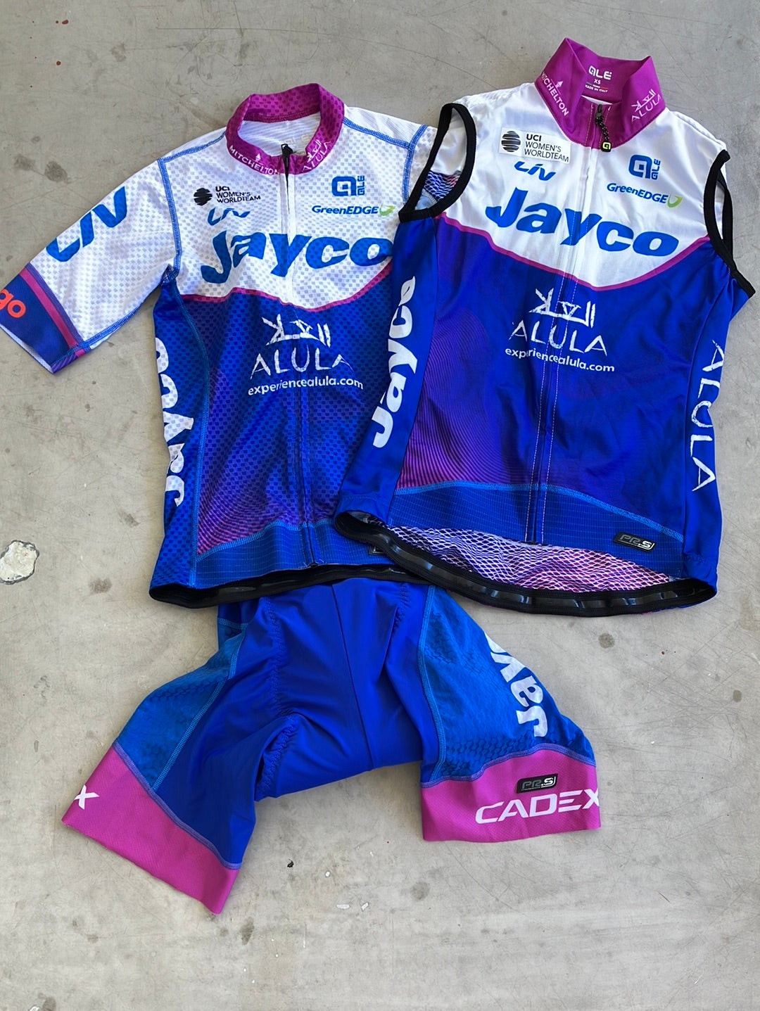 Women's Summer Jersey, Vest / Gilet & Bib Shorts Bundle | Ale | Jayco Alula Women | Pro-Issued Cycling Kit